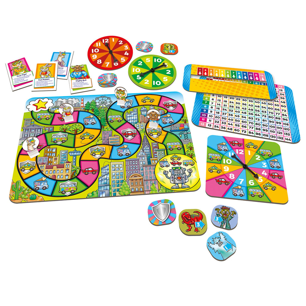 Contents of Orchard Toys Times Tables Heroes Game | Chocoloons