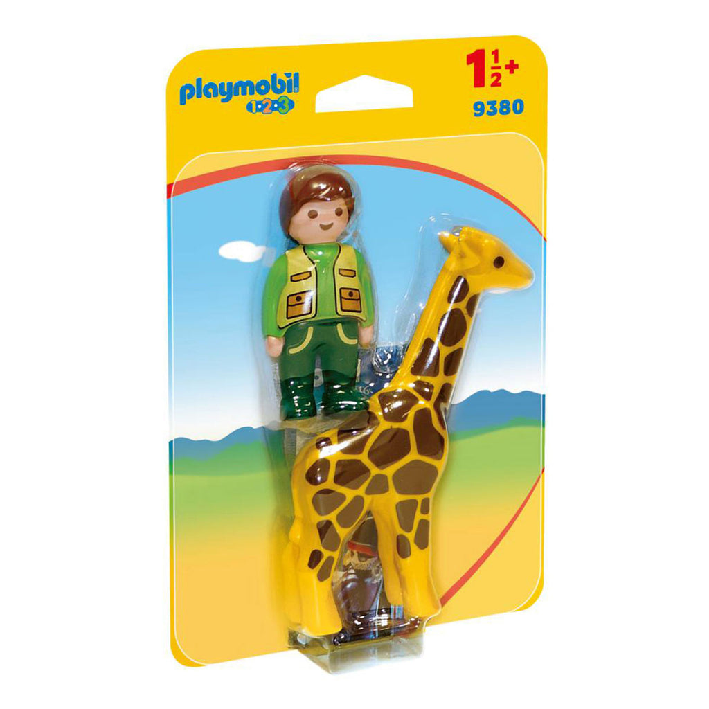 Image of Playmobil Zookeeper with Giraffe 1-2-3 9380